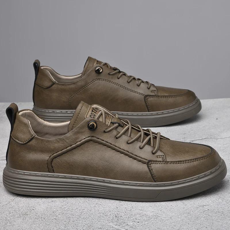 High Quality Leather Men Oxford Shoes Lace Up Soft Soled Outdoor Sports Shoes Brand Loafers Genuine Leather Comfort Travel Shoes