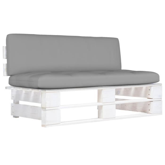 VidaXL Canapé central palette de jardin, Blanc Bois de pin imprégné