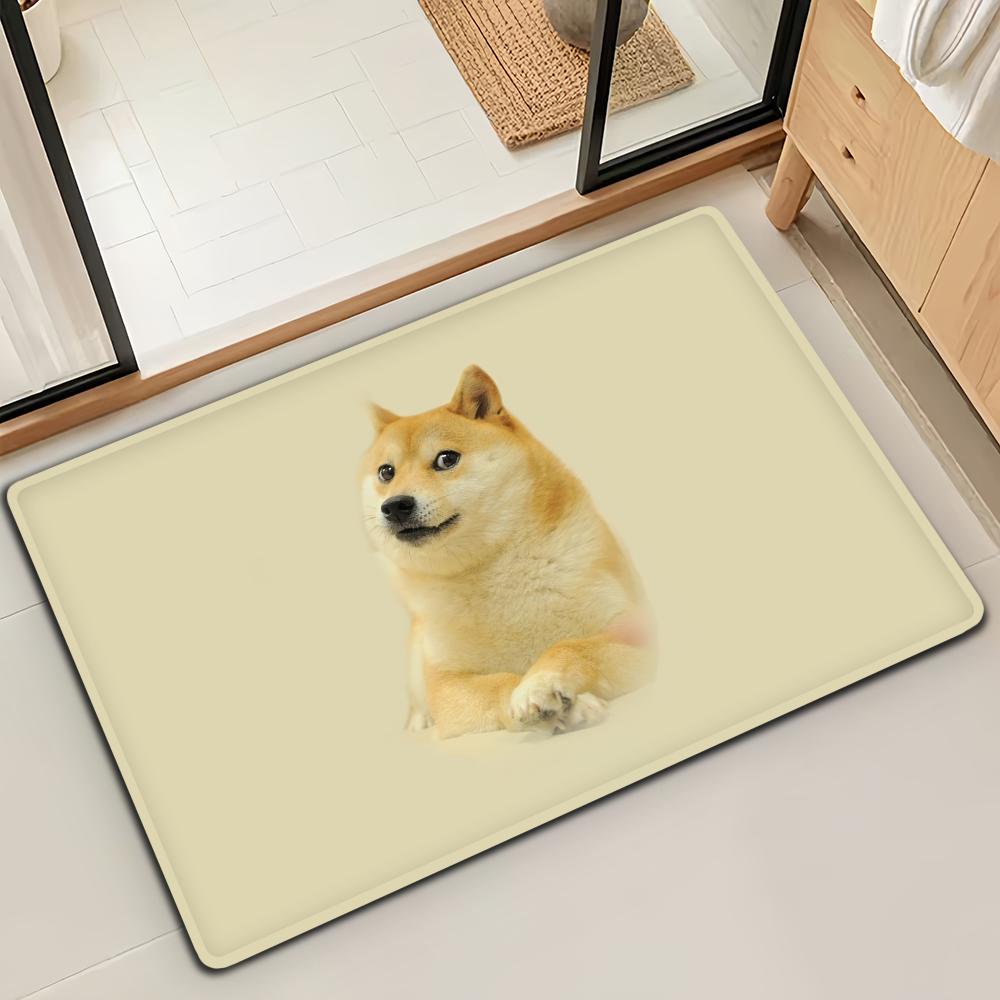 Doge funny Emoticon S-Shiba M-Meme Microfiber Decorative Versatile Flannel Floor Bath Door Mat Quick Dry Absorbent Non-slip Sole