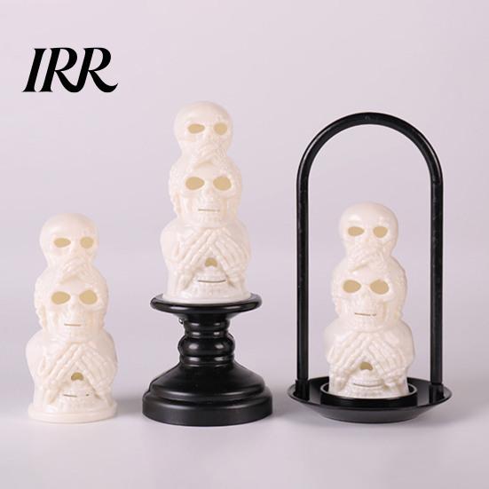 Battery Operated Halloween Lamp LED Skull Night Light, Resin Decorative Candle Detailed Themed Ornament for Room, Haunted House, Unique Tabletop