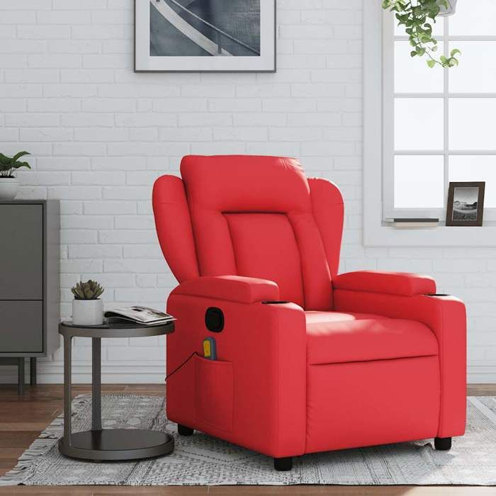 VidaXL Reclining Massage Armchair Red Faux Leather 372439