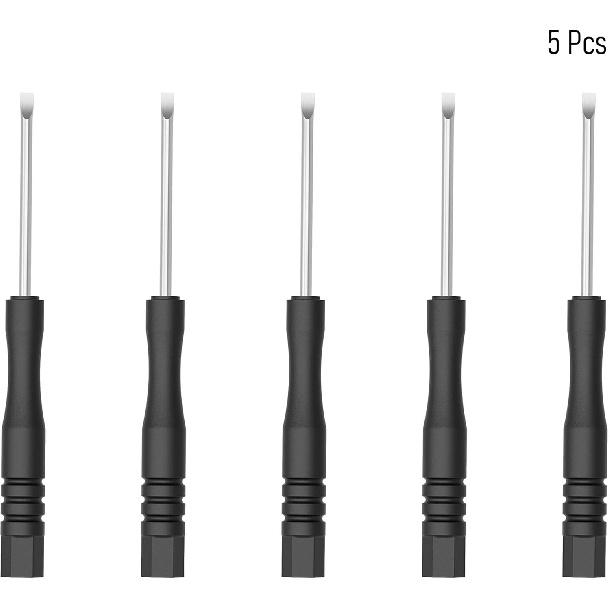 5PCS Mini Slotted Screwdriver, 2mm Flat Head for Watch Eyeglasses Electronics Toy Repair, Non-magnetic, 3.27"(83mm) Total Length (Black Handle)