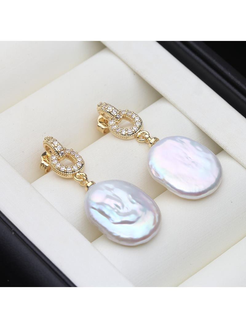 Genuine Cute 925 Silver Baroque Pearl Earring,White Natural Freshwater Pearl Earrings Wife Mother Birthday Gift Purple