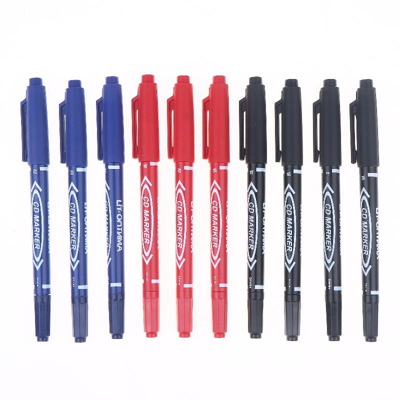 

10Pcs 3 Colors 14cm Double-Tip Permanent Paint Marker Pens Ink For Plastic Wood Stone Metal Glass Doodling Marking Graffiti