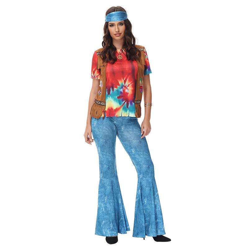 Cosplay Halloween Costume 10s Vintage Disco Hippie Stage Costume, Native American Native American Costume