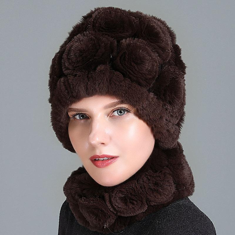 QT-078 Adult hat QT-078 Qiu Pongfan knitted hat women's fur versatile hand hook tie-dye hairball color matching