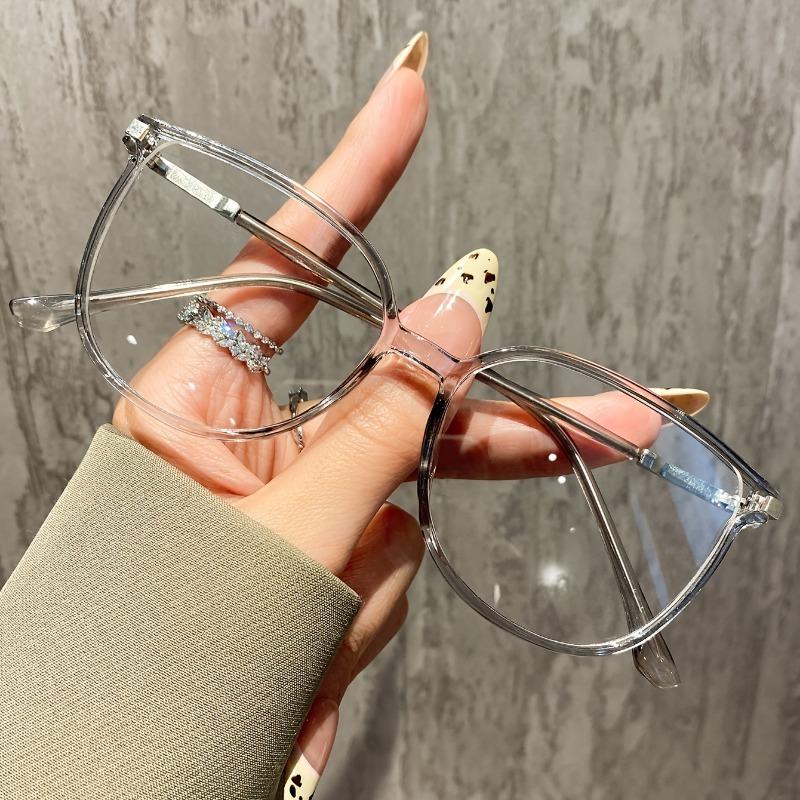 1 Pair of Chic Anti-Blue Light Glasses for Women Large Square Frame with Sparkling Rhinestone Detail