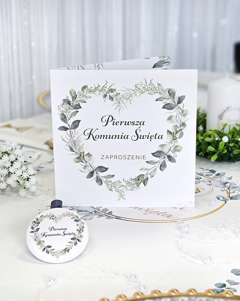 Eucalyptus Heart Communion Invitations 1 Piece