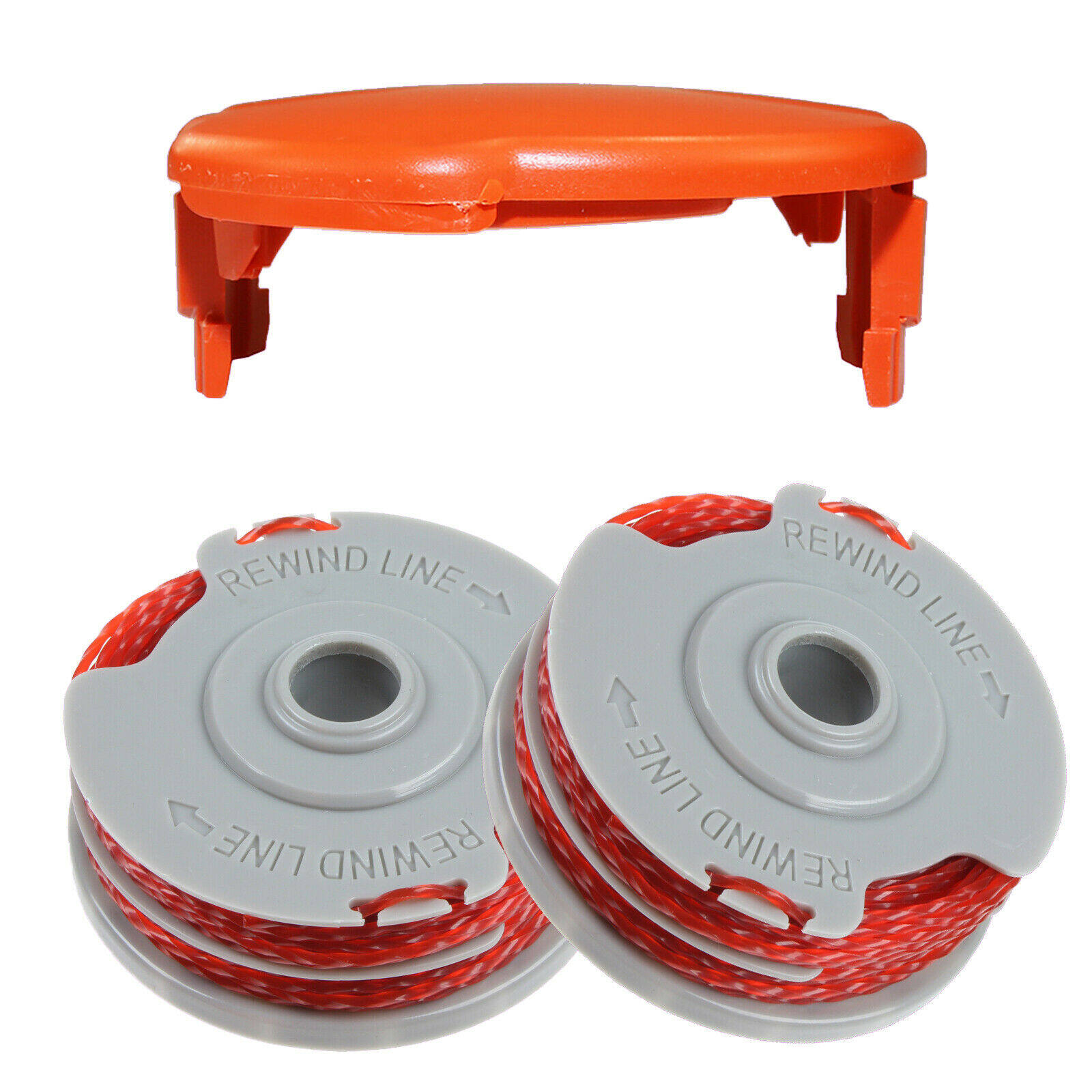 2 x Bobina e linea di alimentazione automatica doppie + coperchio del cappuccio della bobina per decespugliatori Flymo 2pcs Spool+cap