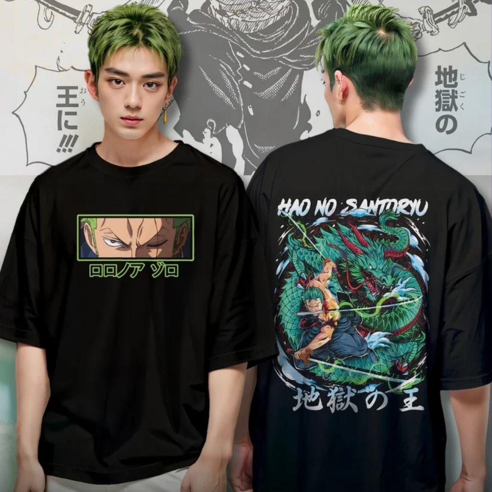 2026 New One Piece Unisex and Womens Oversized Tshirt Anime Cartoon Tee Pure Cotton Pure Cotton Short Sleeves Parentchild Outfit