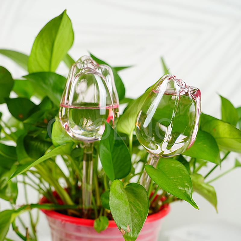 Plant Watering Globes Automatic Spikes Decorative Tulip Shaped Glass For Watering Auto Planter Insert Stakes Irrigation