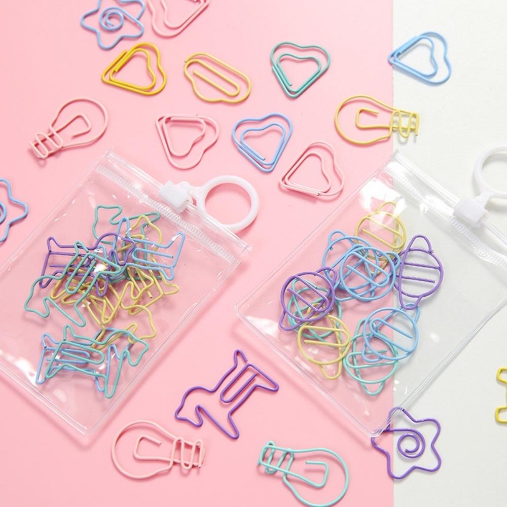 10Pcs Creative Metal Paperclips a Pack Student Candy Color Bookmark Clip Student Stationery School Office Supplies