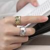 Irregular Metal Geometric Open Rings for Women Fashion Gold Silver Color Lava Pleated Wide Ring Party Temperament Jewelry Gifts