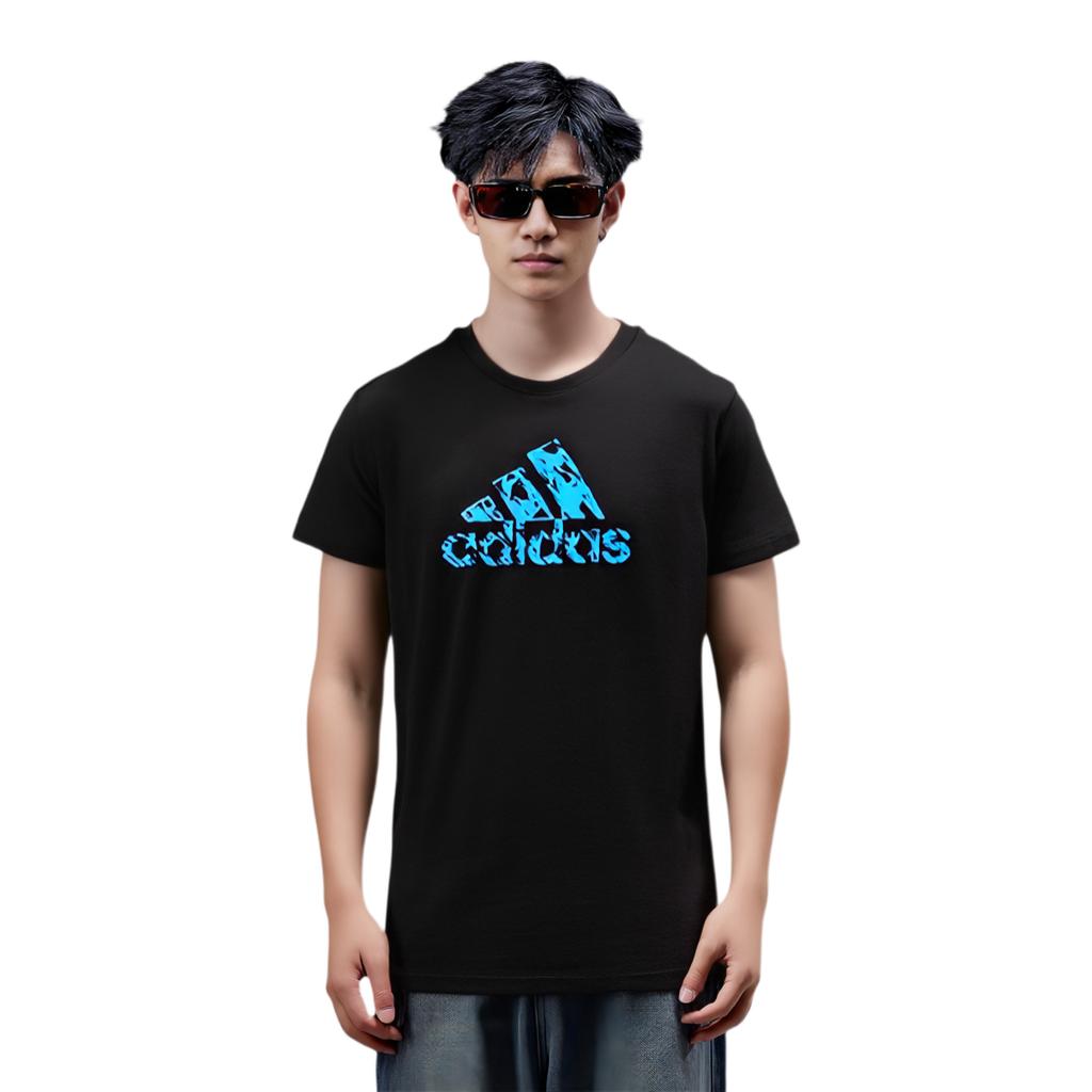adidas American Retro Letter Logo Print Sports Casual Breathable Comfortable Quick-Dry Crew Neck Short Sleeve T-Shirt Men Tops Black ADITSG2SMU-BBU-1
