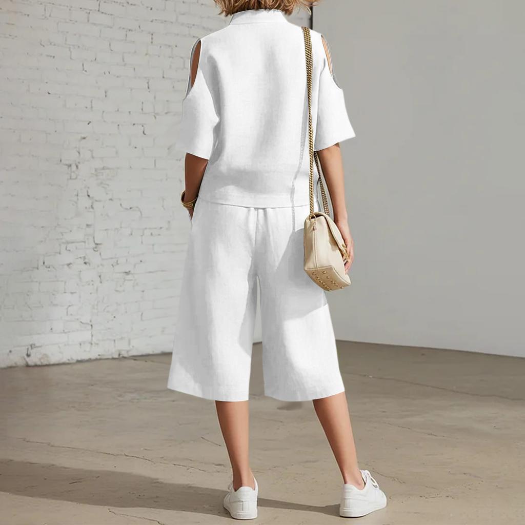 Fashion Women's Short Sleeve Shorts Shirts Loose Pants Two-Piece Set