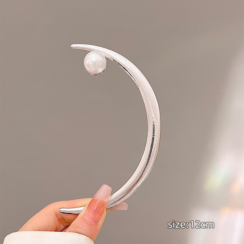 

Китайская заколка для волос в виде полумесяца с жемчугом для причесок к ханьфу - Аксессуар к юбке «лошадиное лицо»