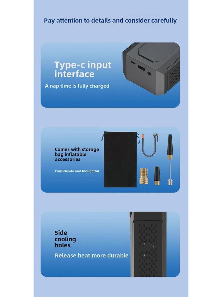 Portable Intelligent Wireless Car Air Pump with Digital Display and High Power