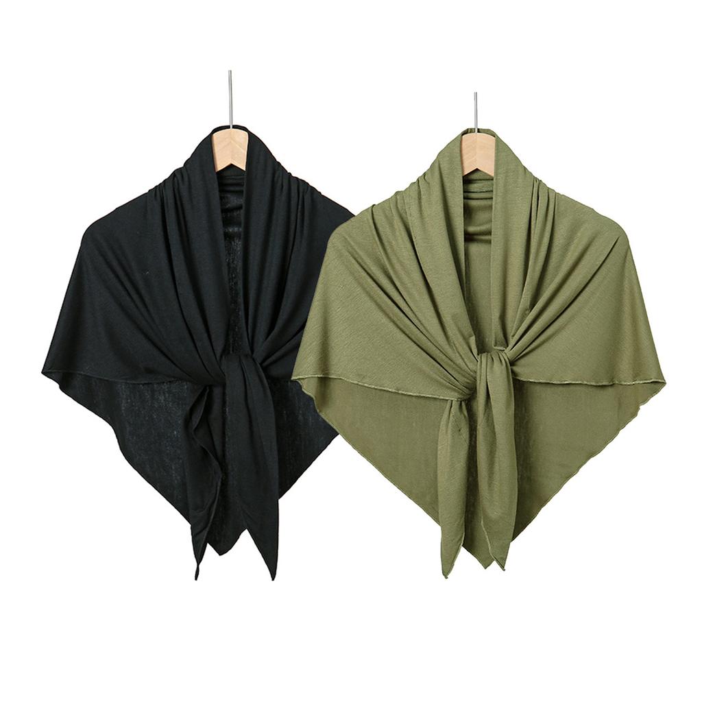Solid Color Cotton Triangle Scarf Muslim Hijab Shawls Woman Soft Wraps Lady Fashion Causal Turban Islamic Jersey Headband