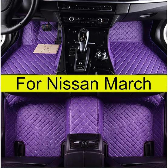 Car Floor Mats For Nissan March  2018 2017 2016 2015 2014 2013 2012 2011 2010 Auto Accessories Waterproof Decor Carpets