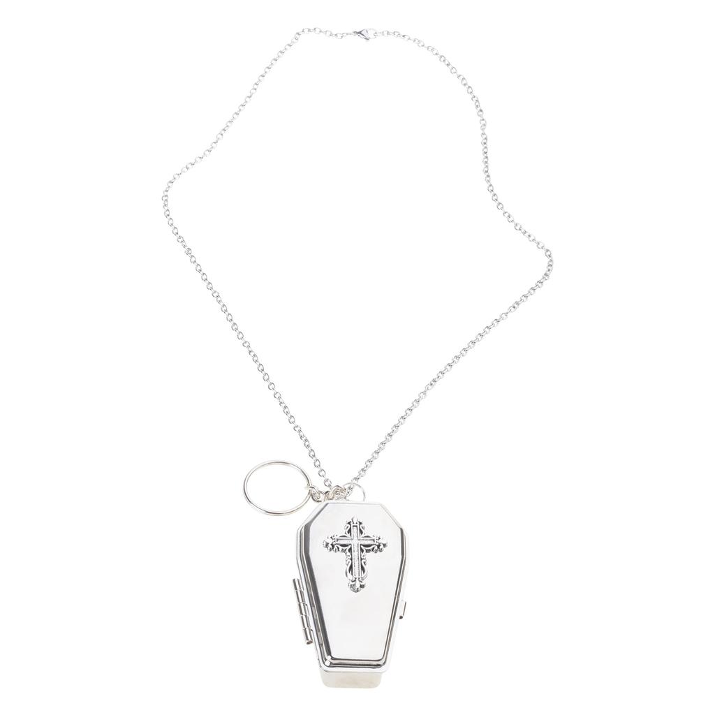 Dark Goth Style Coffin Shape Keychain Pendant Necklace Daily Wear Jewelry Perfect for Punk Lovers and Trendsetters