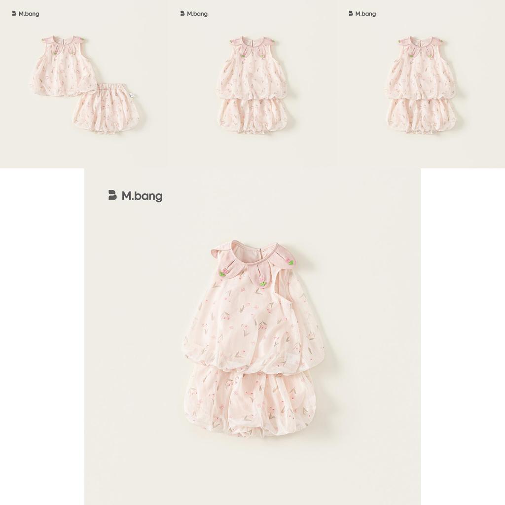 Girl Summer Flower Pattern Sleeveless Shorts Set For Kids 3 To 8 Years