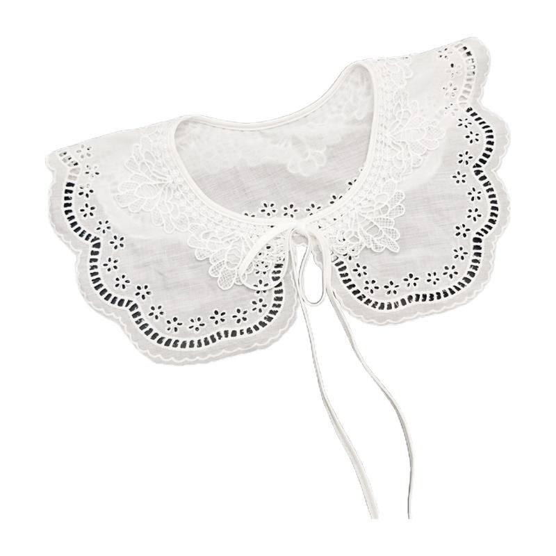 Women Chinese Embroidery Half Top Shawl Vintage Flroal Cheongsam Fake Collar Lace-Up Decorative Neck Cover Dickey Short