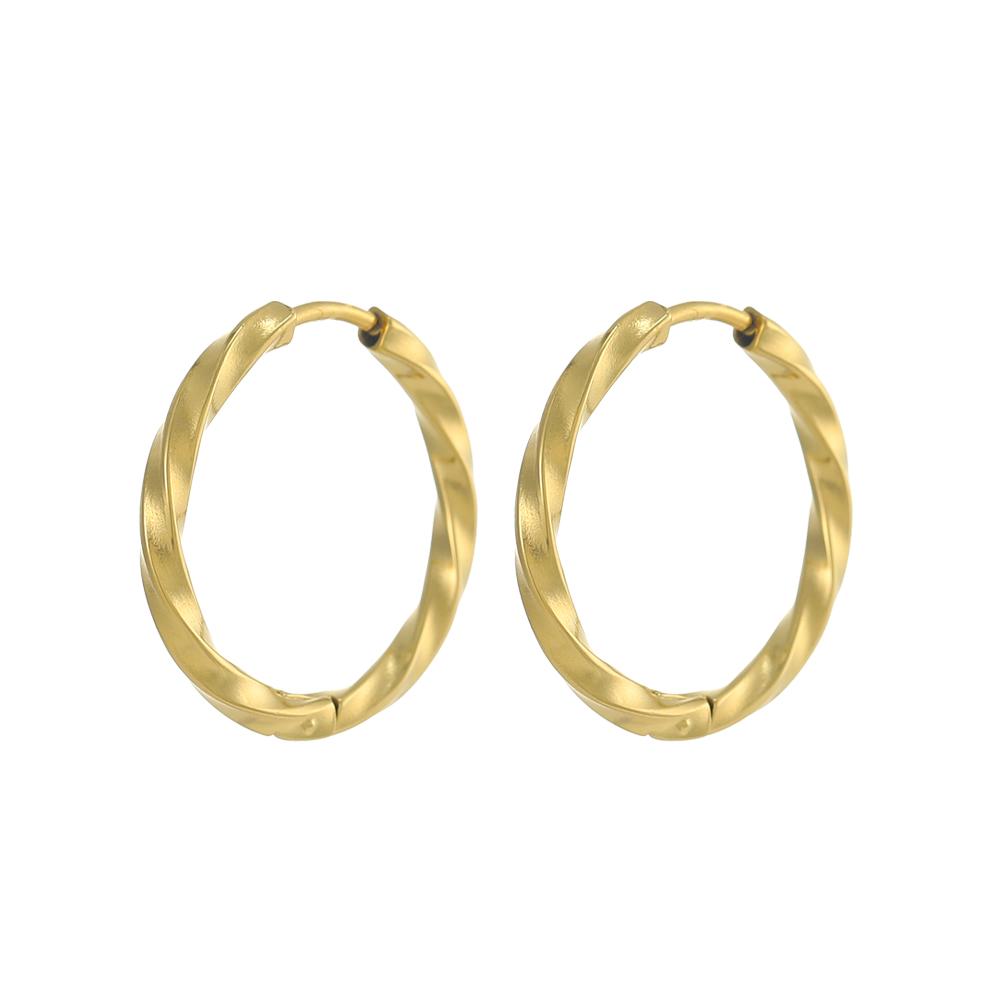 CARLIDANA Chic Simple Hoop Earrings Ins Simple Women Fashion Earrings Stainless Steel Gold Plated Twisted Circle Huggies Earring