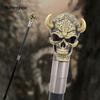 Yellow Horn Cattle Resin Skull Head Walking Cane Fashion Decorative Steel Stick Gentleman Skull Performance Stage Cane 93cm