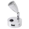 RV Reading Lamp Button Switch 350° Rotatable RV Spotlight with USB Port for Boat Yacht Motorhome 4000K DC10‑30V Silver