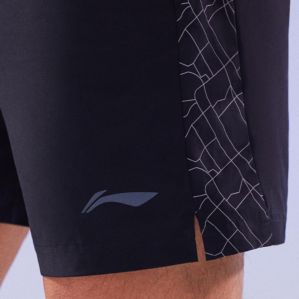 Li Ning Running Series Solid Color Mid Waist Quick Dry Breathable Straight Leg Sports Shorts Men Shorts Black AKSU047-1