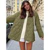 2025 Autumn Winter New European American Style Quilted Simple Solid Color Round Neck Loose Cotton Coat