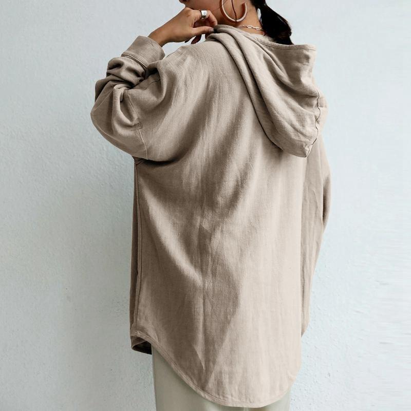 Langärmliger Übergrößen-Pullover-Hoodie Warme Oberteile Warmer Übergrößen-Damen-Kapuzenpullover