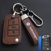 Valve Stems Caps For VOLKSWAGEN VW Leather Car Remote Key Case Cover Protection Holder Shell Fob For VW Volkswagen Golf 7 MK7 Ti RC6