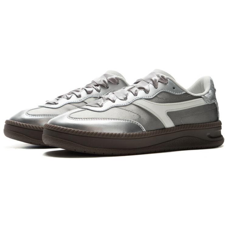 New LiNing Green Rattan Anti-Slip And Wear-Resistant Coverage Low-Top Skateboard Shoes Women's Gray Silver AGCV028-4