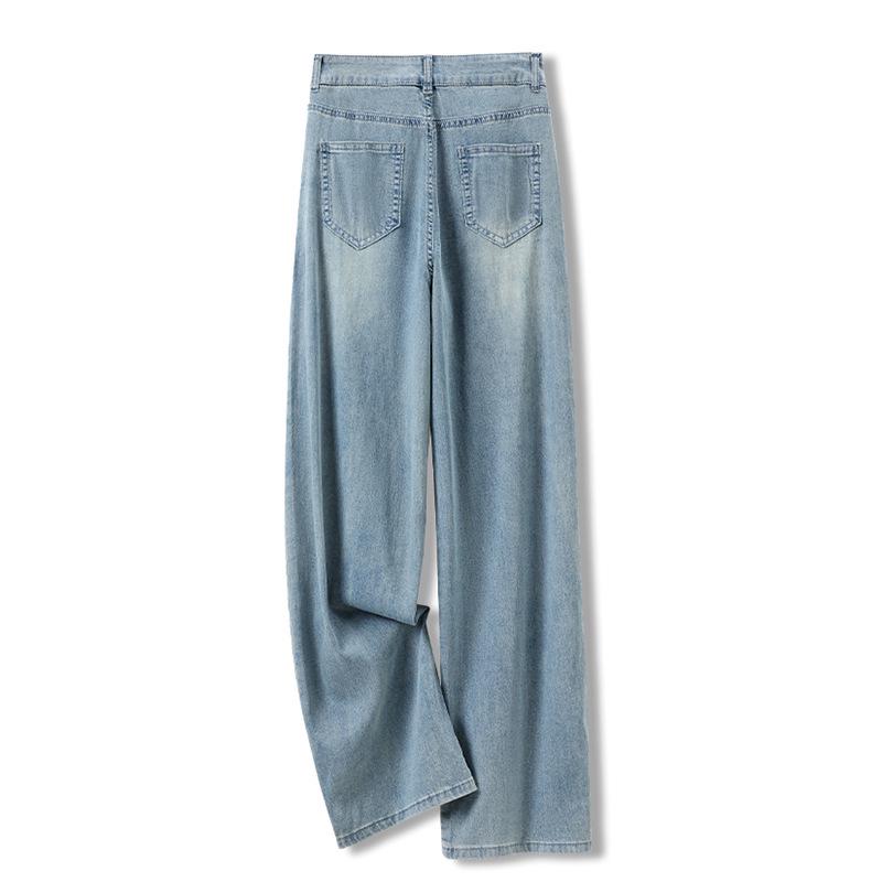 2024 Women's Light Embroidered High-Waisted Slimming Straight-Leg Jeans - Summer Thin Style