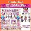 Pink Girl Gaming Theme Kids Birthday Party Tableware Set Roblox Girl Decorations Supplies