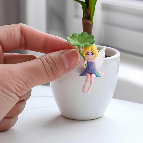 Yousheng 4 Pcs Miniature Fairy Figurines, Tiny Winged Elf Lotus Leaf Statue for DIY Fairy Garden, Flower Pot, Bonsai, Micro Landscapes, Craft