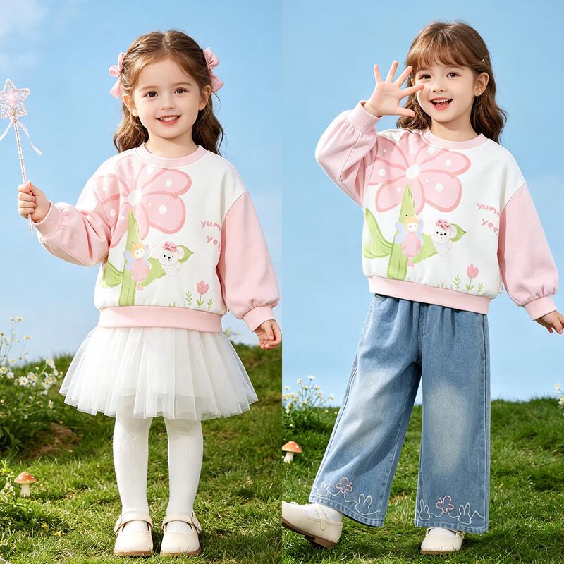 Beibeiyi Girls' Fleece-Lined Elf Print Sweatshirt