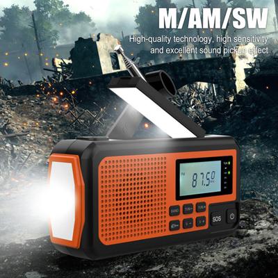 Outdoor Emergency Radio with SOS Alarm Flashlight Solar Powered Hand Crank Rechargeable Radio Camping AM/FM/SW Full Band Portable Radio