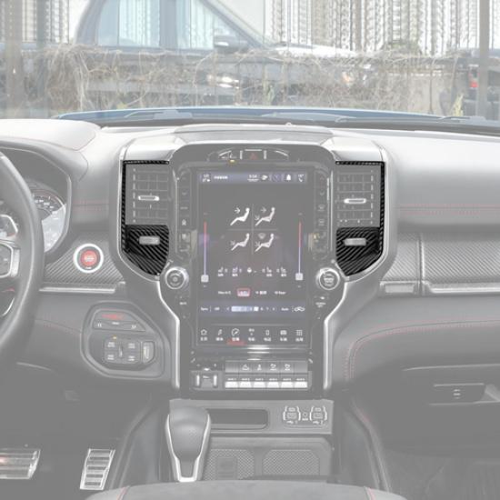 For Dodge Ram 1500 19-2025 Carbon Interior Center Air Vent Outlet A/C Cover Trim