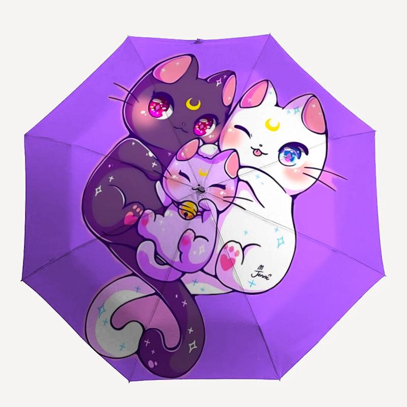 

1pc Sailor Moon Automatic Folding Umbrella, Portable Collapsible Design, 8-Rib Iron Frame, , All-Season Casual Outdoor Accessory yy0901144