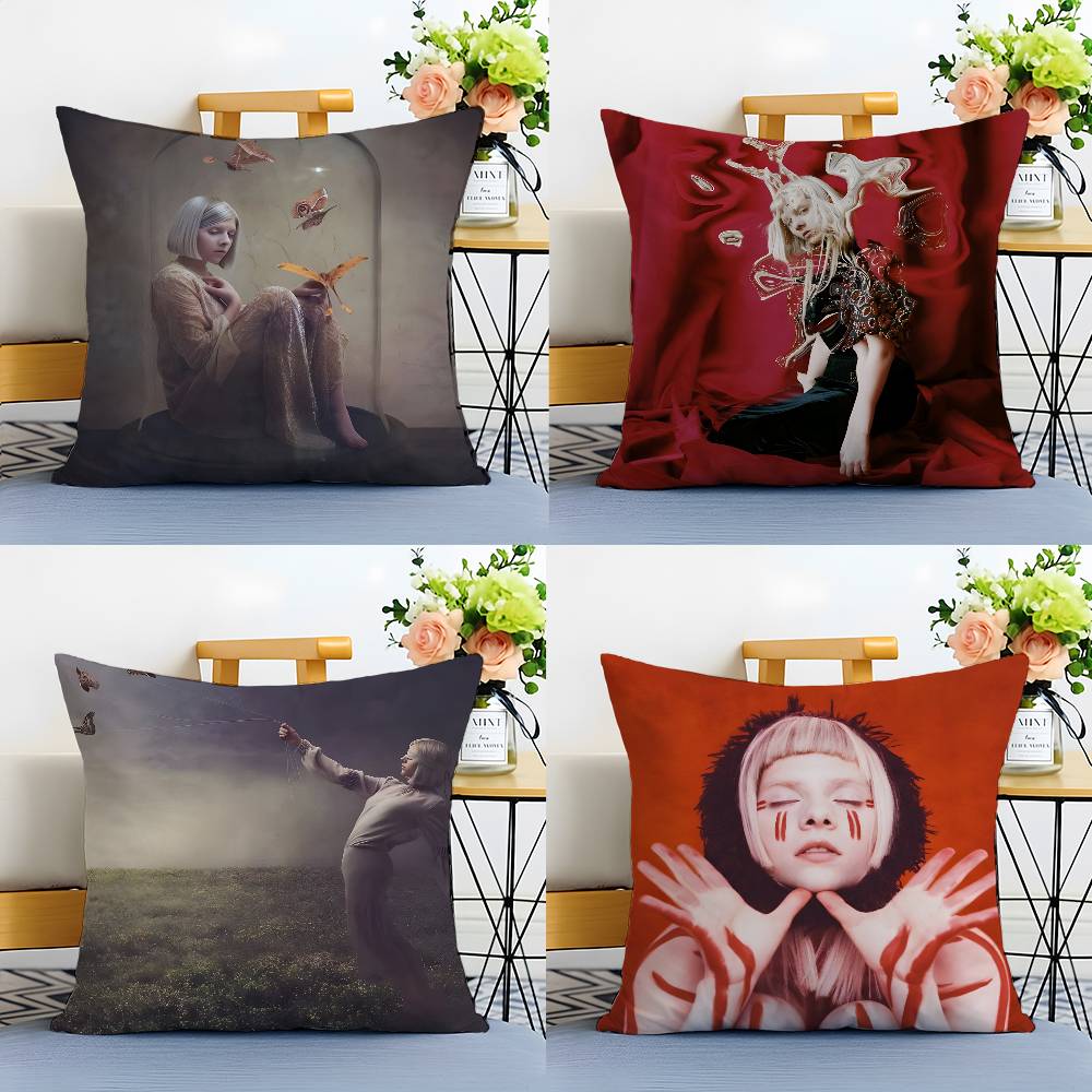 Famous Singer-Aurora-Music Aksnes Pillow Case Anti-dustmite Pillowcase Invisible Zipper Silky Short Plush Sofa Cushion Cover