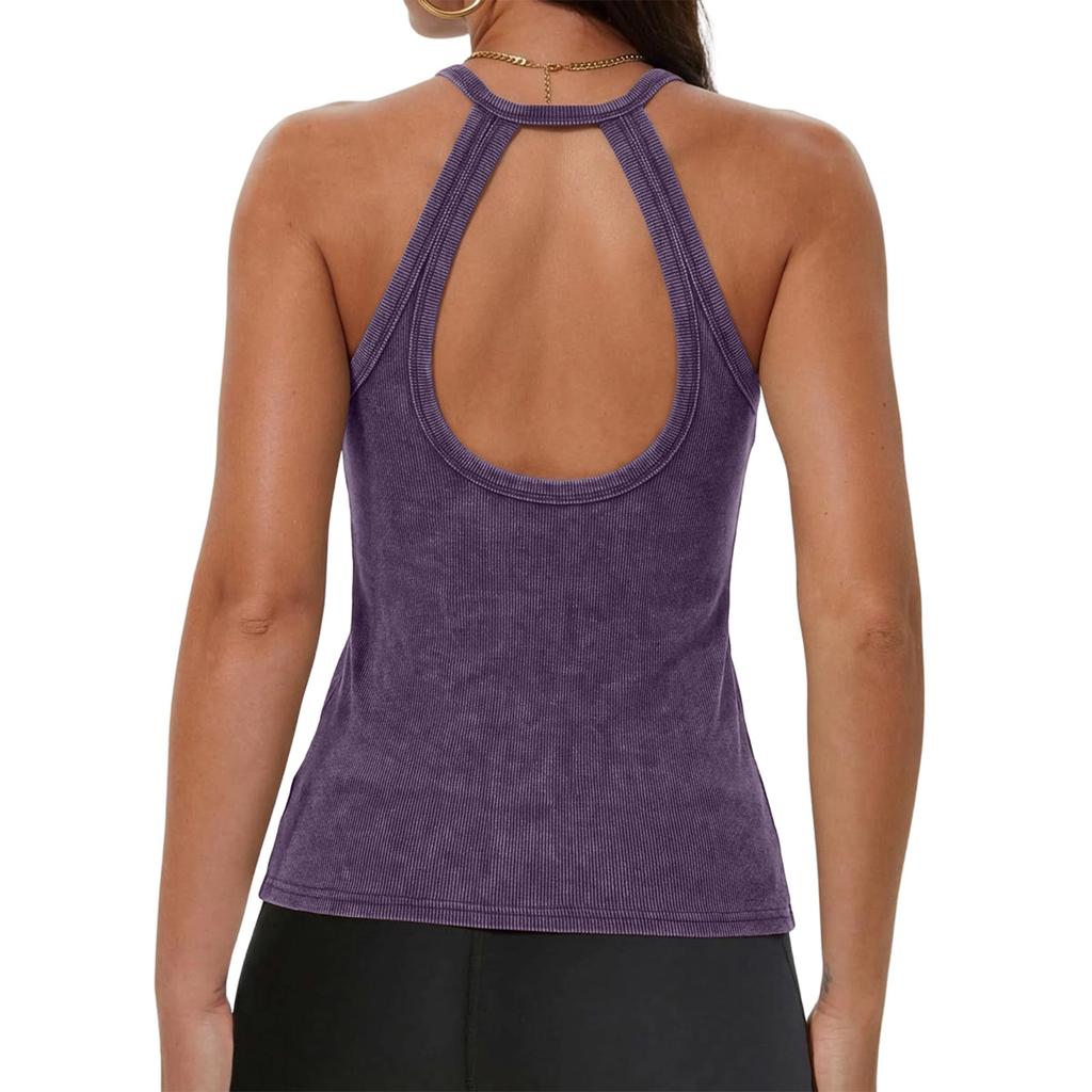 Women Fashion Casual V Neck Sleeveless Slim Fit Backless Basic Tank Top Y2K Style Summer Layering Shirt