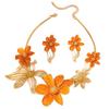 Personality Trend Enamel Drop Glaze Flower Pendant Necklace Women's Hollow Petal Stud Earrings