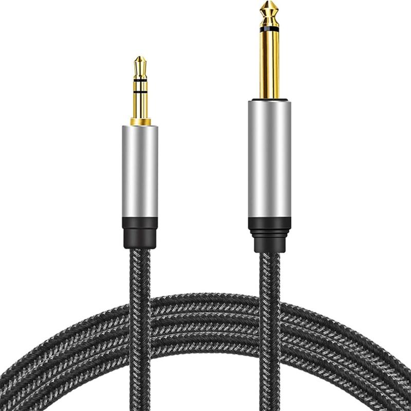 Stereo-Audio Cable Male to Male 3.5 AUX-Jack Connecting Line 3.5mm TRS to 6.5mm TS Large Two Core Gold-plated Audio Cord