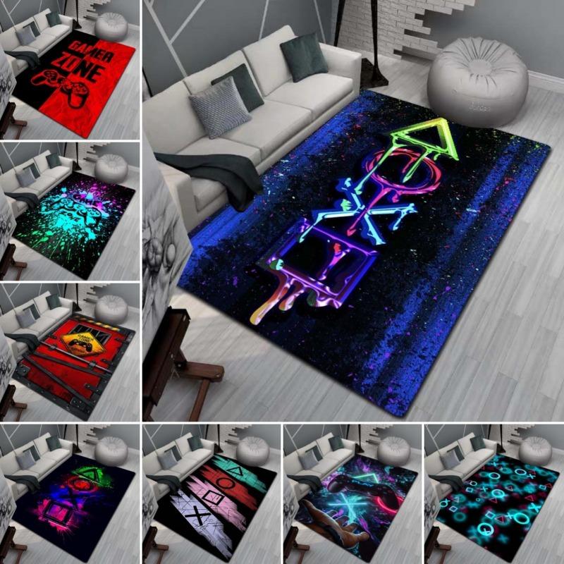 Gaming Teppich für Jungenzimmer Gamer Teppich mit Gamecontroller Teppich für Spielzimmer Esports-Raum und Jungen Spielzimmer-Themen Schlafzimmer Bodenmatte