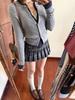 Women's Slimming High-Waist Retro Plaid Wool Skirt - Spring College Style A-Line Pleated Short Skirt