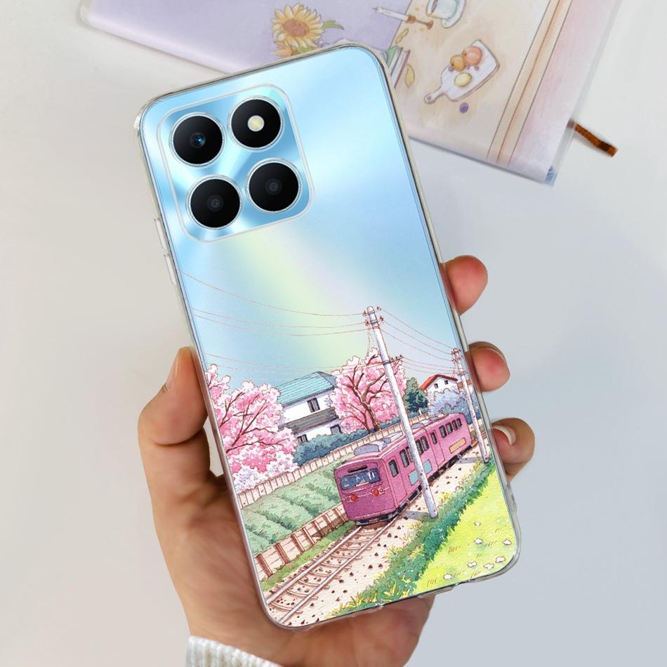 Pro Honor X6a Pouzdro na telefon HonorX6a X 6A 4G WDY-LX1 Roztomilý Motýl Květina Malované Měkký Silikon TPU Zadní Kryt Bumper