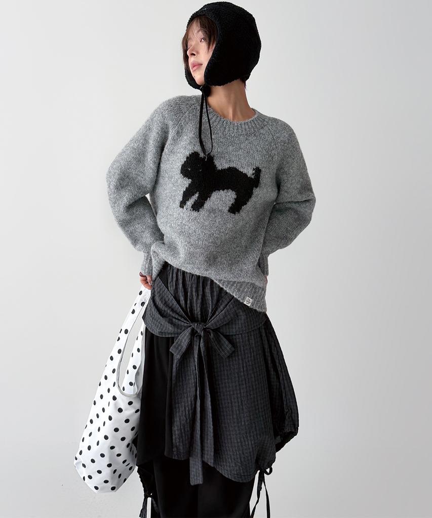 THE GREEN LAB Cat Jacquard Sweater [Melange Grey]