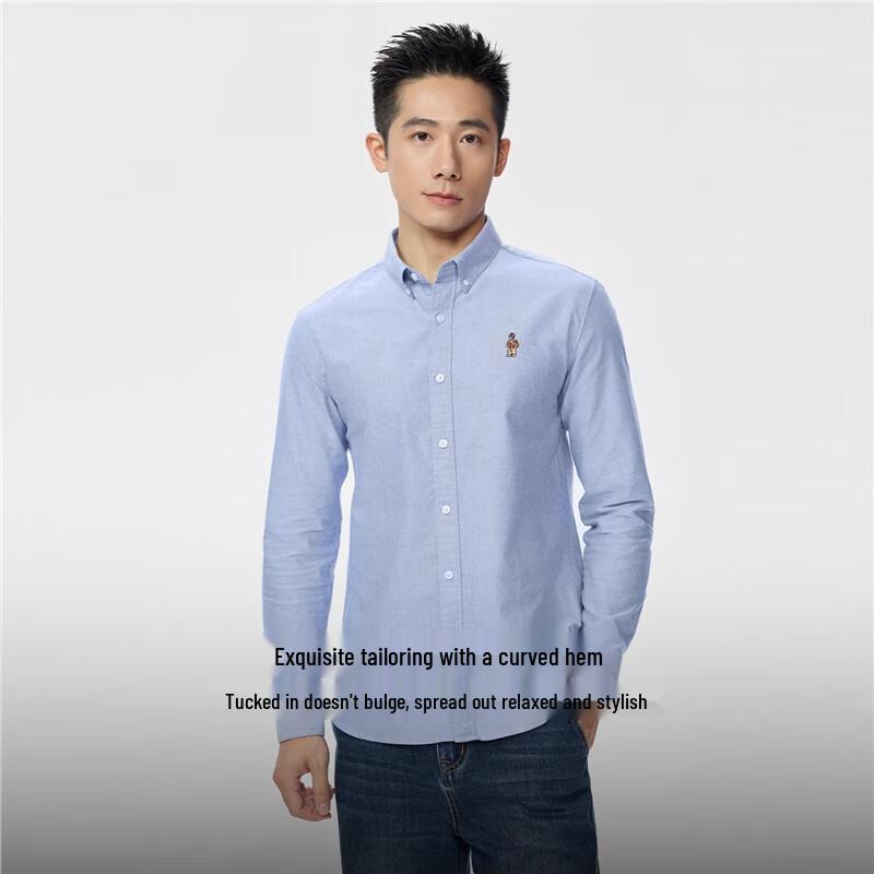 Giordano Men's Pure Cotton Embroidered Oxford Shirt